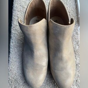 Shimmery Gold Leather Ankle Boots